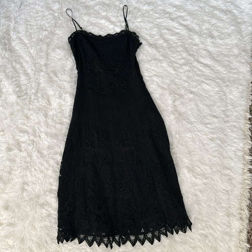 Betsey Johnson Black Crochet Lace Dress Size 2